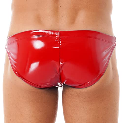 Agoky Men's Stretch Underwear Support Briefs With Drawstring Swim Bikini Hip Briefs Red Large #TOP3