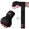 Jayefo Padded Inner Gloves for Boxing - Elastic Hand Wraps with Training Gel - Quick Boxing Wraps and Bandages for Men & Women - Wrist Wrap Protector Handwraps Kuckle Pair - L/XL - Black/Red