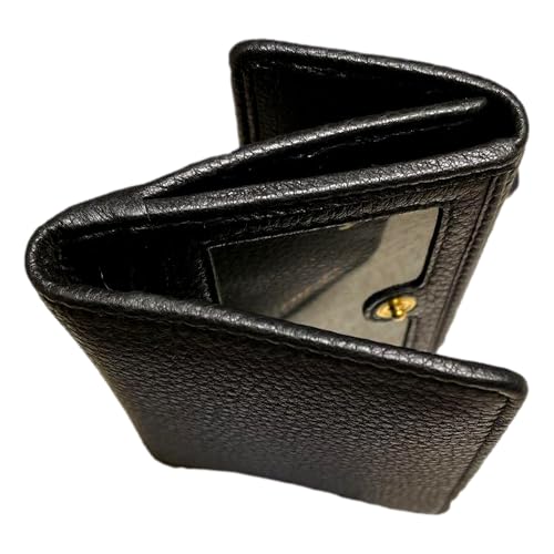 Prada Womens Vitello Grain Nero Black Bifold ID Holder Snap Wallet 1MH3503