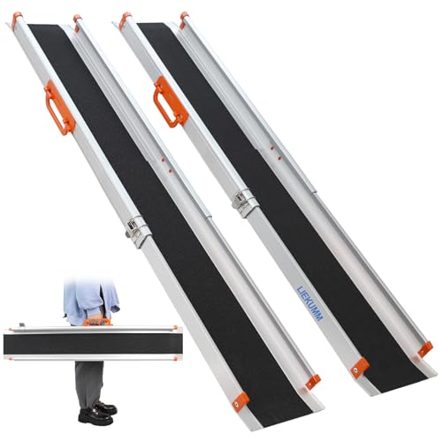 LIEKUMM 2 x 138–244 cm Rollstuhlrampe für Treppen, 300 kg Tragkraft...