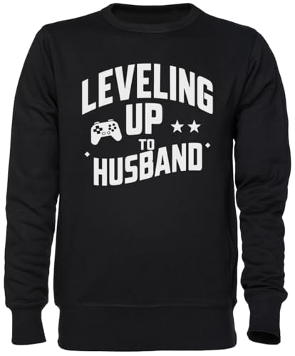 Sweat-shirt Leveling Up to Husband noir, cadeau idéal pour futur marié