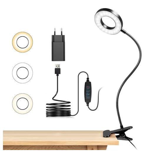 dowowdo Lampe de Bureau à Pince 48 LED Flexible à 360°Lampe Lecture Clipsable 3 Modes d’Éclairage &10 Niveaux de Luminosité Led USB pour Étude et Travail, Noir [Classe énergétique F]