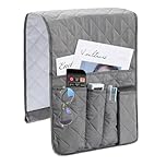 Sofa Armrest Organizer Anti-Slip Caddy Pocket - Caddy Pocket Cloth Storage Pouch with 5 Pockets, Cotton Cabinet Space Saver Bag for Phones Books Magazines Tablet Glasses TV Remote Controls (Grey)