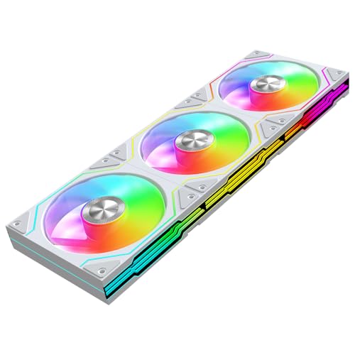 Image of Star Trall ARGB Computer Reverse Blade Case Fan,Double Sided Infinity Mirror Design Cooling Fan, 120mm CPU Case Fan PWM 800~1850RPM 58.36CFM HDB PC Case Fans (White Forward-3Pack)