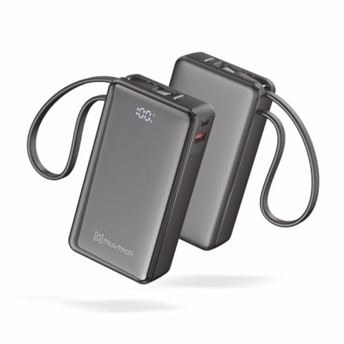 Image of Muvtech Mini Mate Portable Power Bank 10000mAh Fast Charging | Built-in Type-C Cable, Pocket Size, Smart Digital Display USB & Type C Powerbank | Compatible with Samsung, iPhone & Pixel & More