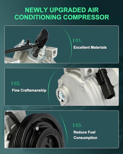 Image of SCITOO AC Compressor fit for Chrysler for PT Cruiser 2.4L 2001-2010 | Fast Cooling, Ultra Low Noise (≤72 dB)Air Conditioner Compressor with Clutch, Easy Installation, 68338 78387 78399 RL058163AD
