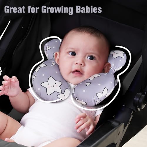Image of KAKIBLIN Baby Neck Pillow,Upgraded Baby Support Pillow, Head Pillow,Travel Pillow for Car Seat, Stroller, Pushchair,Travel (Star)