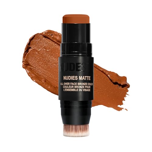 Image of Nudestix Nudies Bronze All Over Matte Bronzing Stick - 3-in-1 Cream Bronzer for Cheeks, Eyes & Lips with Built-In Brush | Natural Contour & Sun-Kissed Glow