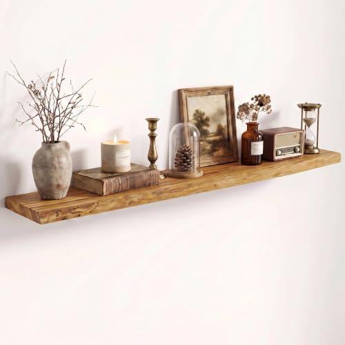 Image of Fun Memories 48 inch Wall Mounted Floating Shelves, Natural Elm Wood, 1 Pack