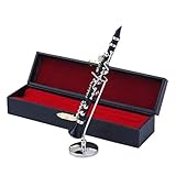  Mini-Klarinette mit Ständer und Koffer Puppenhaus Musikliebhaber Ornament (8 cm)
