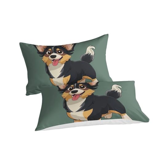 Housse de couette Corgi 3D 220x240 microfibre anti-plis avec fermeture éclair - 3