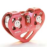 ZAWELIYO Carro Cable Rescate con Tirolina Doble Polea 30KN, Polea de Escalada para Exploración Al Aire Montañismo (Rojo)