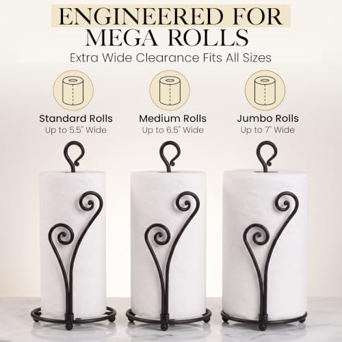 RTZEN Matte Black Paper Towel Holder Countertop - Decorative Farmhouse Paper Towel Roll Holder - Rustic Metal Modern Stand for Kitchen or Bathroom (Heart Shaped) — view 3