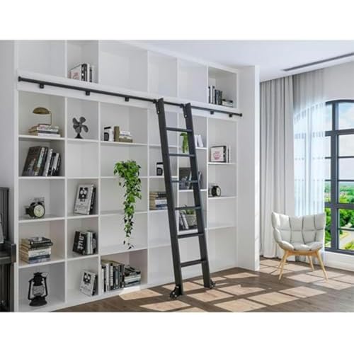 Kit de rieles para escalera con ruedas de piso para evitar caídas en altillos 4