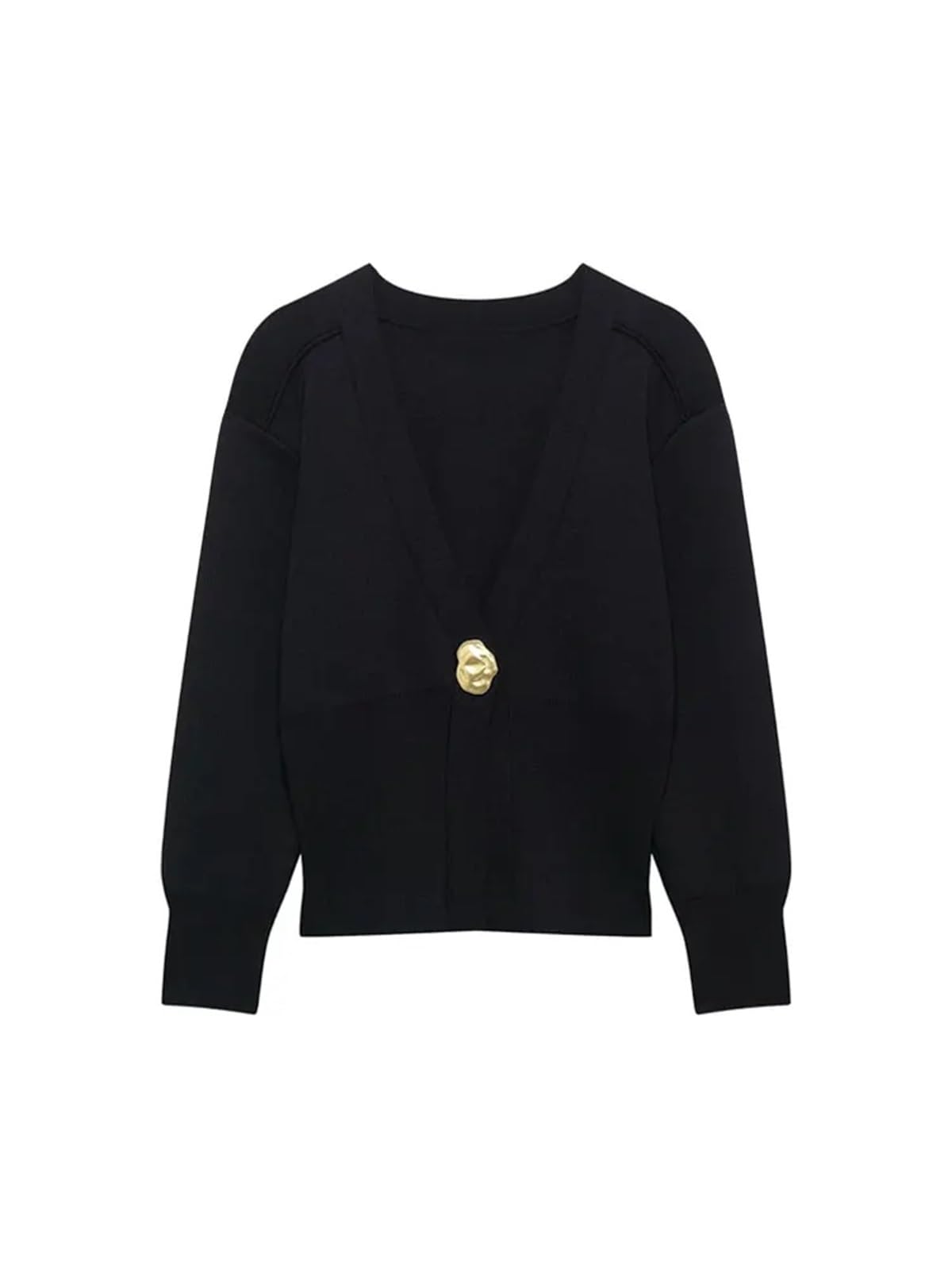 Cardigan Mujer Cárdigan de Punto con Botones Dorados en la Parte Delantera for Mujer, suéter Cuello V y Manga Larga, Prenda Exterior Femenina