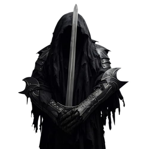 Nazgl Full Armor Set - Witch-King of Angmar Cosplay - Dark Rider Full Costume Ghost Costume Reaper Long Cape Wraith Costume (Full Costume S)