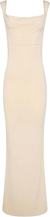 Tiger Mist Women's Morana Backless Maxi Dress with Cowl Neck and Sculpting Fit - Yellow - S