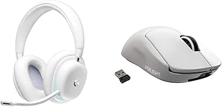 Logitech G G735 Wireless Gaming Headset, Customisable LIGHTSYNC RGB Lighting, LIGHTSPEED, Bluetooth, 3.5 MM Aux Compatible- White Mist & PRO X SUPERLIGHT Wireless Gaming Mouse - White