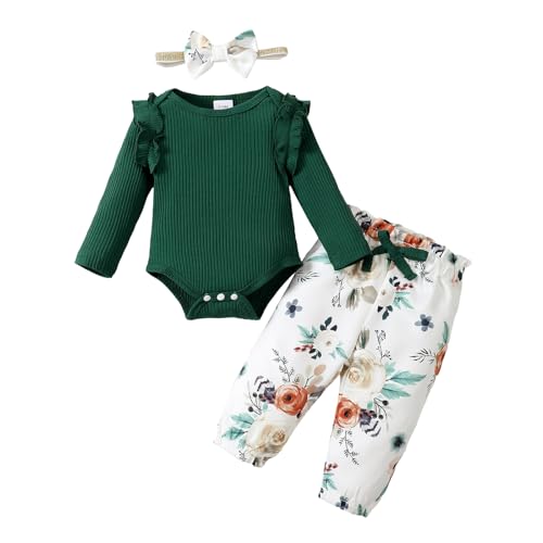 Image of veikimous Newborn Baby Girl Clothes Infant Girl Outfits 0 3 6 12 18 Months Clothes for Girls Headband Clothing Set
