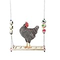 Vehomy Chicken Swing and Perch - Wood Ladder Stand Toy for Hens - Handmade Coop Swing Toys for Chicks, Roosters