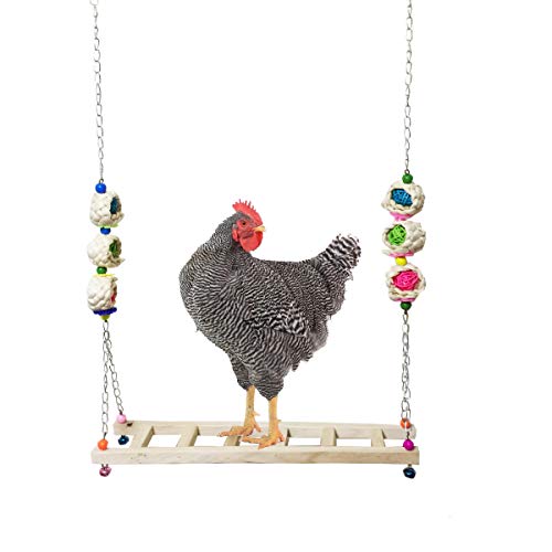 Vehomy Chicken Ladder Swing Chicken Perch Chicken Wood Stand Chicken Toy for Hens Handmade Chicken Coop Swing Ladder Toys for Chicks Rooster Hens