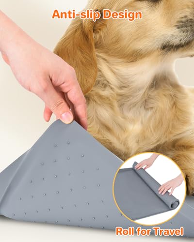 Pee-Pad-Holder-for-Dogs-27X27-Puppy-Pad-Holder-1-Inch-Raised-Edge-Dog-Pee-Pad-Holder-Non-Slip-Silicone-Mat-Leak-Proof-Dog-Pee-Tray-for-Floor-Protection-Puppy-Potty-Training-Pad-TrayGrey Pee Pad Holder for Dogs 27X27 Puppy Pad Holder 1 Inch Raised Edge Dog Pee Pad Holder Non Slip Silicone Mat Leak Proof Dog Pee Tray for Floor Protection Puppy Potty Training Pad TrayGrey