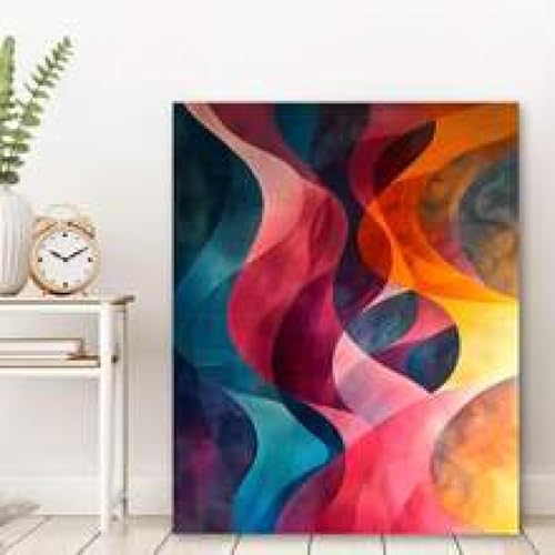 Peinture sur toile décoration murale moderne ruban coloré encadré 80x120cm - 2