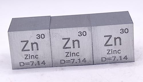 Image of 1 inch 25.4mm Zinc Metal Cube Zn up to 99.9% Pure Periodic Table Element Engraved Density Collection Science Education Display Block Cube + Acrylic Case Box - 1PC