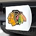 FANMATS 43885 NHL - Chicago Blackhawks Color Hitch Cover - White with Metal Chrome 3D Logo Emblem – Easy Installation on Truck, SUV, Car - Ideal Gift for Die Hard NHL Fan