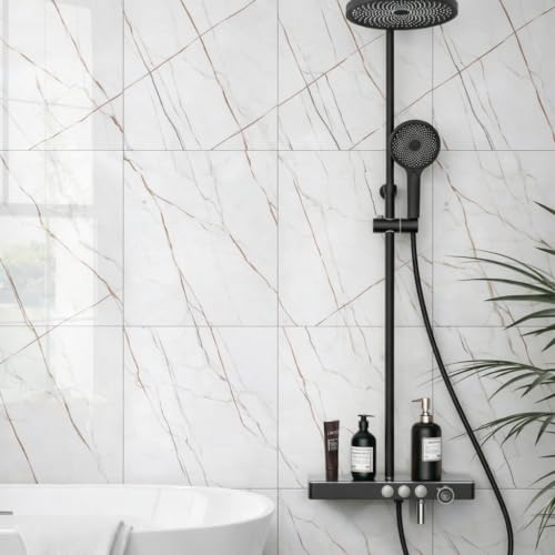 Image of WALLVEAR PE Foam Marble Wall Panel Sheet | Self Adhesive DIY Wall Covering (8, White LINE)
