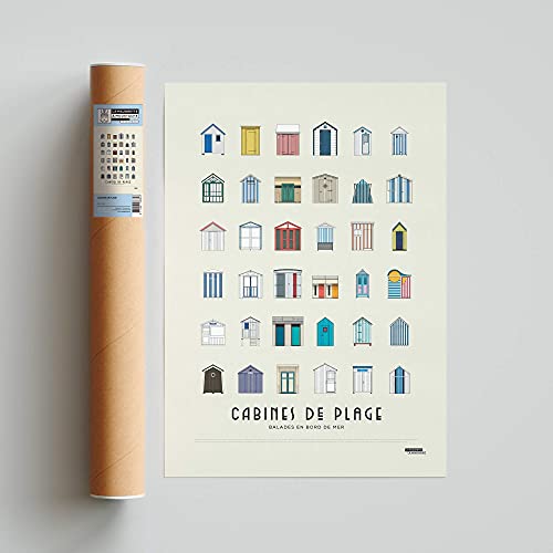 LA Majorette À Moustache - Affiche Cabines de Plage - 50 cm x 70 cm - Livrée dans Un Tube Protecteur en Carton (53 cm x 6 cm) pour Les Amateurs de Voyages – vue 5