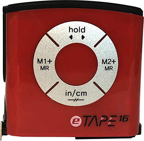 eTape16 Digital Tape Measure, 16 Feet, Inch & Metric , Red
