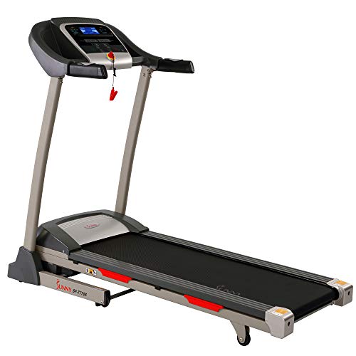 Sunny Health & Fitness Portable Treadmill with Auto Incline, LCD, Smart APP and Shock Absorber