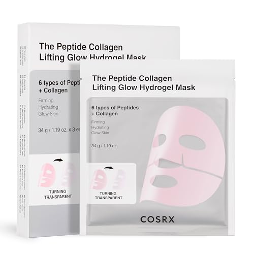 COSRX The Peptide Collagen Lifting Glow Hydrogel Gesichtsmasken Hautpflege 3 Stück, Kollagen Gesichtsmaske, Reise-Essentials, Overnight Gesichtsmaske, Korean Skincare