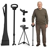 Antidérapant et réglable en hauteur : la hauteur peut être facilement ajustée à différentes tailles de corps. Compte tenu de la résistance au glissement, nous avons équipé de deux pieds en caoutchouc antidérapants différents, la partie inférieure du siège de canne est composée de plusieurs triangles, ce qui augmente la stabilité, ce qui est très pratique pour les personnes âgées, pour voyager, convient pour les foires, les files d'attente, l'alpinisme, la randonnée ou pour se reposer après le shopping.