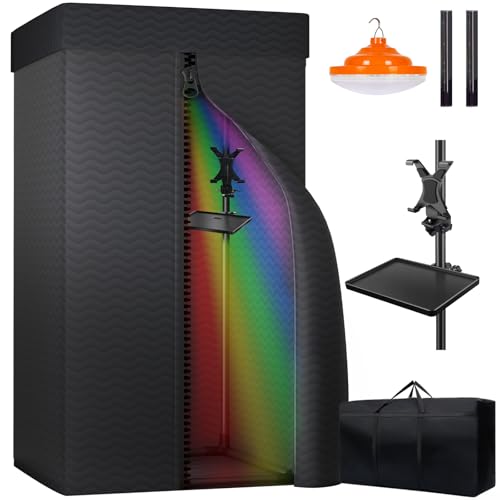 Portable Vocal Booth,Recording Booth for Echo-Free Vocals, Sound Booth for Recording, Music Acoustic Treatment Sound Isolation Booth with Travel Bag (Black)