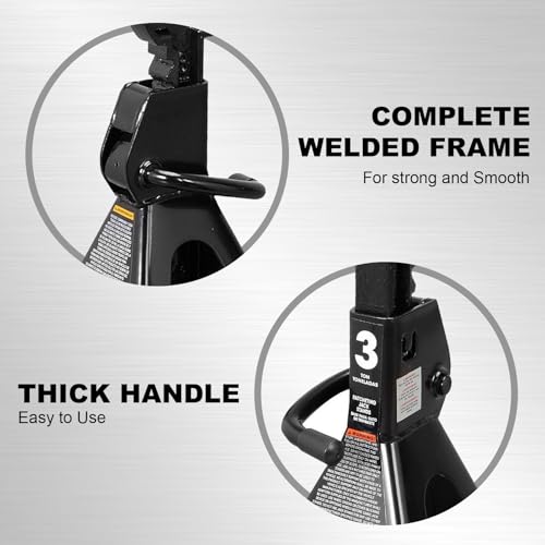 Image of Torin AT43202B-1 Steel Jack Stands: 3 Ton (6,000 lb.) Capacity, Black, 1 Pair