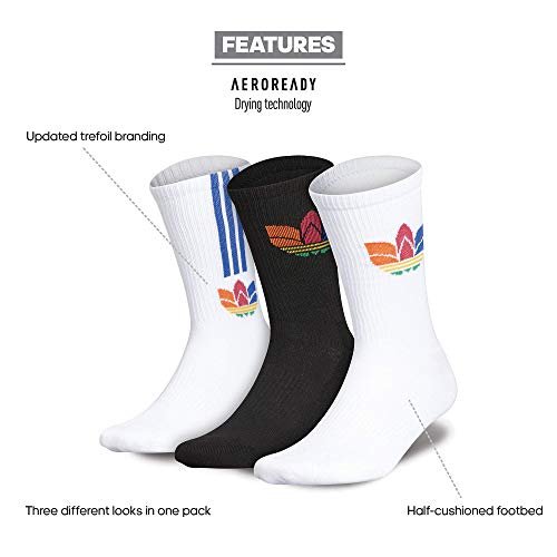 adidas Originals Meias masculinas acolchoadas com estampa mista (3 pares)