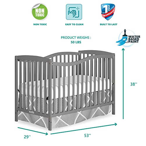 Dream On Me Chelsea 5-In-1 Convertible Crib, Steel Grey #TOP3