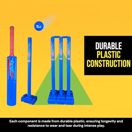 image for Bratla Plastic Cricket Set - Blue Color | Backyard and Beach Set for A