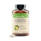 Naturewise Garcinia Cambogia - 60% HCA Concentration Extract, Natural Support for Weight Goals and Energy Levels - Vegan, Non-GMO, Gluten Free - 180 Capsules[2-6 Month Supply]