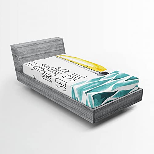 Ambesonne Sailboat 2 Pack Fitted Sheet, Let Your Dreams Sail, Bed Cover All-Round Elastic Deep Pockets 2 Pieces, Package Contains 2 Twin XL Size Fitted Sheets, Sky Blue