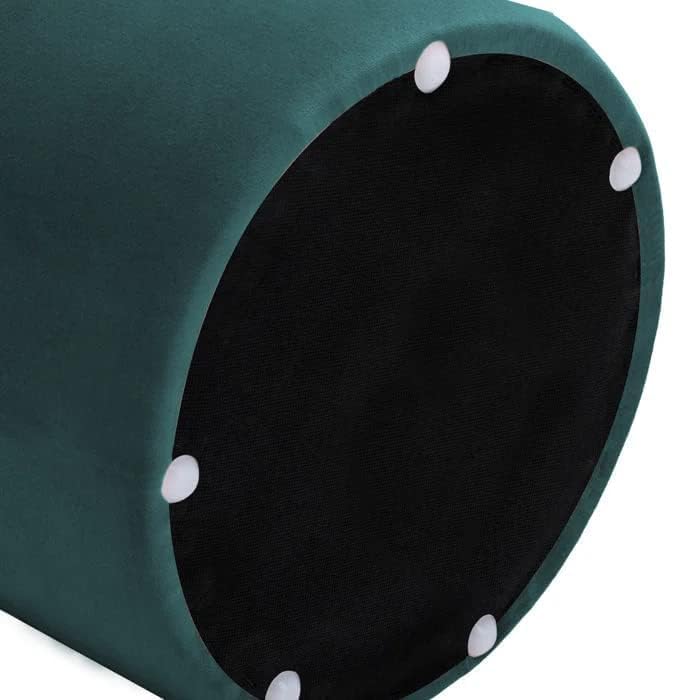 Image of JUMBO CRAFTS Wooden Puffy Round Footstool - Ottoman Stool for Living Room Furniture Round Ottoman - Sitting Pouffe Ottoman Stool /Room Dcor /Office Stool - Green