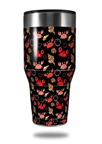 Skin Decal Wrap for Walmart Ozark Trail Tumblers 40oz Crabs and Shells Black