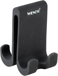 WENKO Doppel-Duschhaken Verna Duo, Haken aus Silikon für Duschkabinen mit Einer Wandstärke bis 10 mm, bietet viel Platz zum Aufhängen von Schwämmen, Handtüchern und Duschutensilien, Schwarz