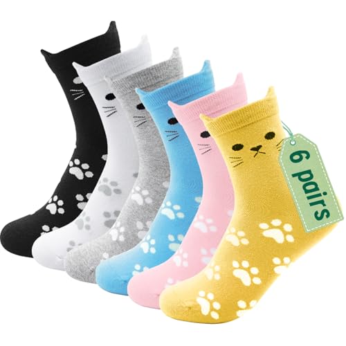 Image of Fashion Cotton Crew Cats Socks Funny Novelty Casual Cute Colored Cat Ears Socks Birthday Gifts for Women