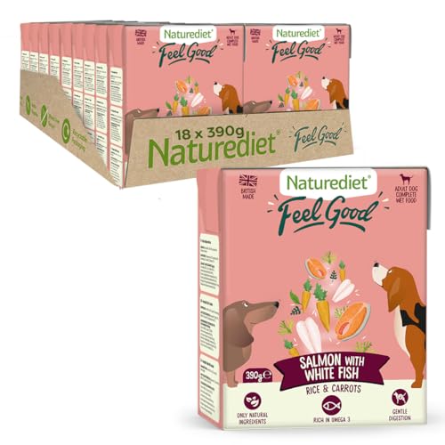 Naturediet - Feel Good Wet Dog Food Natural and Nutritionally Balanced Salmon 390g (Pack of 18)