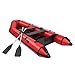 10ft Inflatable Boat with Paddles, Raft Sport Boat with Pump, Repair Kit, & Carrying Bag Included Paddle Lock Design, 3 Air Chambers, 6 HP Max PVC & Marine Wood Material 330lbs Capacity Red Black