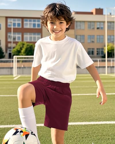 Image of Somaibo Boys Athletic Shorts Kids Quick Dry Basketball Soccer Running Sports Gym Active Performance Shorts with Pockets