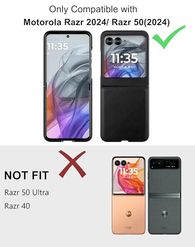 Image of Back Cover Black Hard PC Anti-Yellow Shockproof Protective Phone Case for Motorola Razr 50 -Black